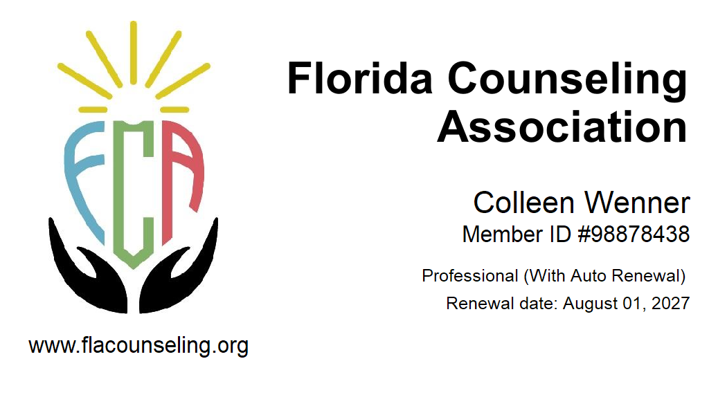 Florida Counseling Association Professional Membership Badge for Colleen Wenner