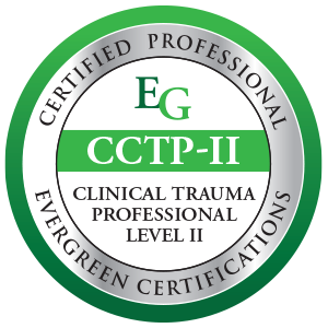 Certified Clinical Trauma Professional Level II (CCTP-II) badge from Evergreen Certifications.